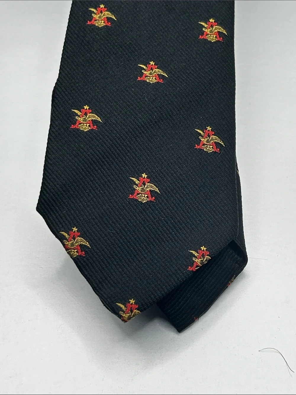 Vintage Anheuser Bush Black Tie with Logos by Jennings Jones Ltd NYC 3” wide